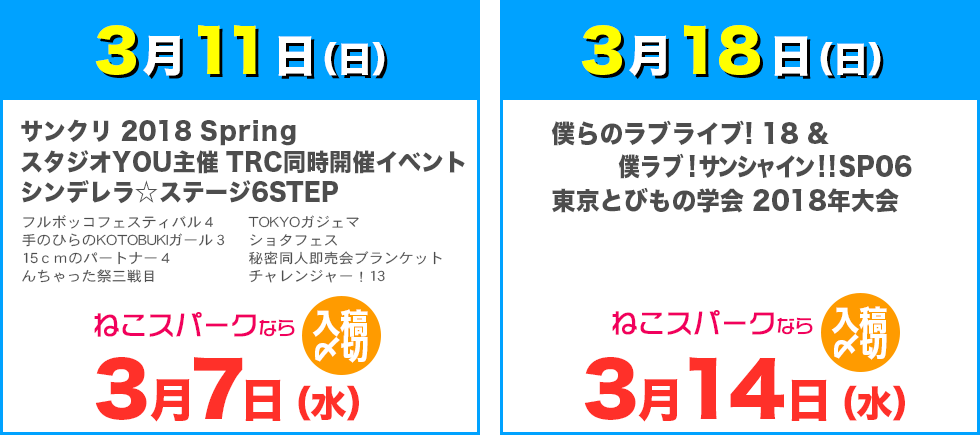 ねこスパーク対象イベント一覧