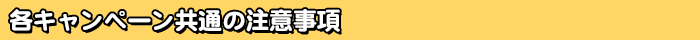 各キャンペーン共通の注意事項