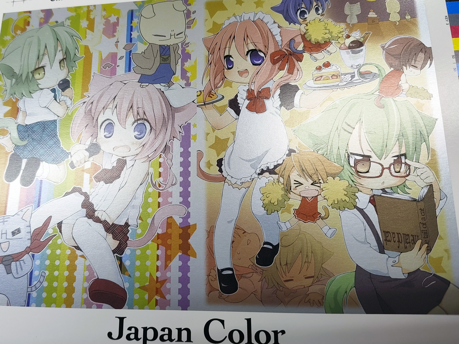 5色印刷(下地に銀色)のサンプル